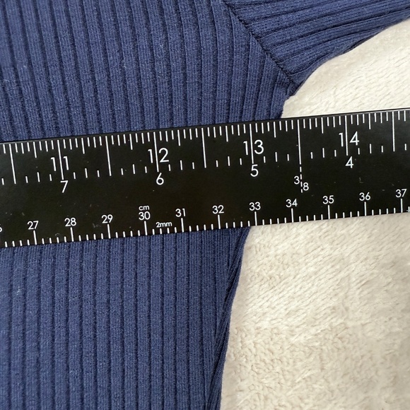 Reformation Dress Womens Small Navy Greer Mock Neck Ribbed Long Sleeve Mini - Picture 10 of 13